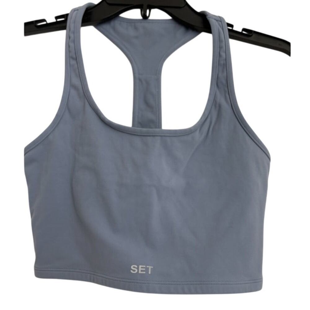 SET Active Womens Cropped Racerback Dusty Blue Size Small